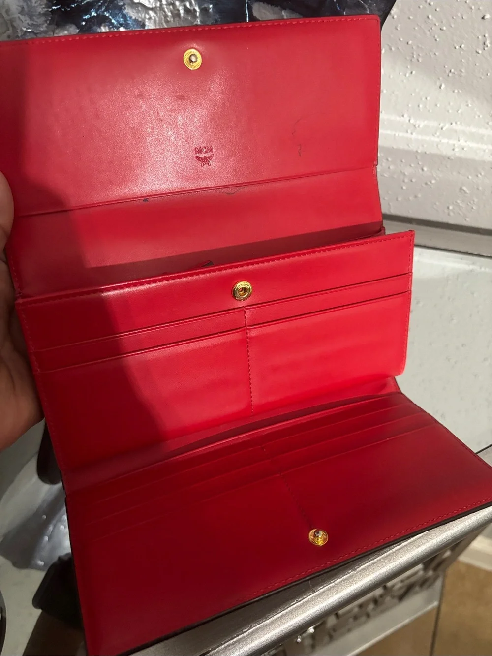 MCM Cognac Visetos Folded Logo Wallet - Picture 2 of 8